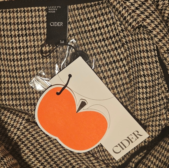 CIDER Houndstooth Brown and Tan Button Straight Leg Jumpsuit NWT Size Medium - Picture 7 of 7